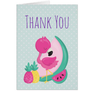 Pink Flamingo with Watermelon & Pineapples