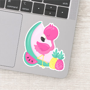 Pink Flamingo with Watermelon & Pineapples