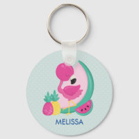 Pink Flamingo with Watermelon & Pineapples