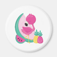 Pink Flamingo with Watermelon & Pineapples