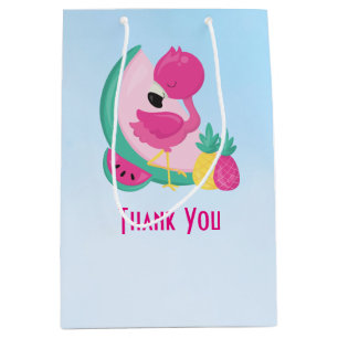 Pink Flamingo with Watermelon & Pineapples Medium Gift Bag