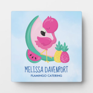 Pink Flamingo with Watermelon & Pineapples Plaque