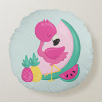 Pink Flamingo with Watermelon & Pineapples