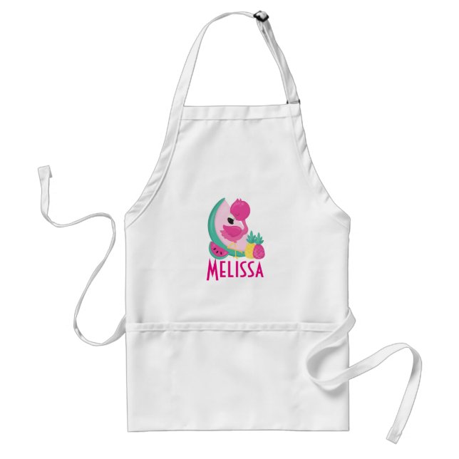Pink Flamingo with Watermelon & Pineapples Standard Apron (Front)