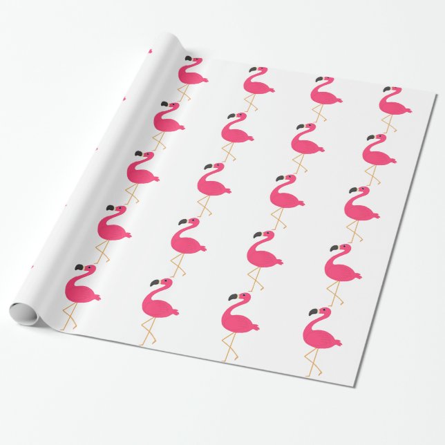 Pink Flamingo Wrapping Paper (Unrolled)
