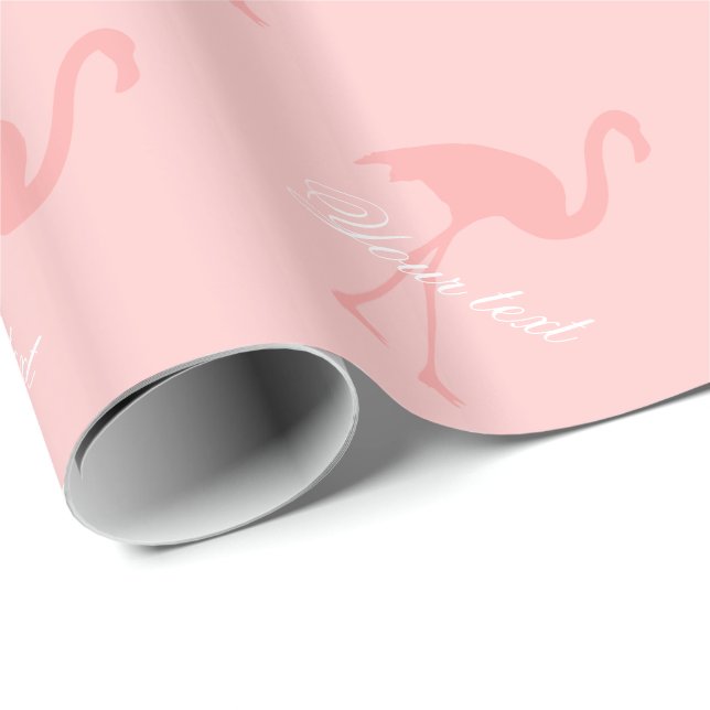 Pink flamingo wrapping paper | Personalised text (Roll Corner)