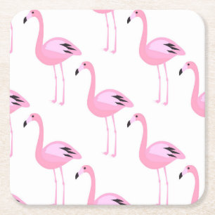 Pink Flamingos 2 2 Square Paper Coaster