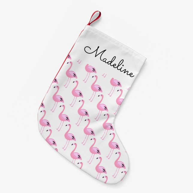 Pink Flamingos | Add Your Name Small Christmas Stocking (Front (Hanging))