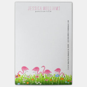 Pink Flamingos And Colourful Spring Flowers Post-it Notes