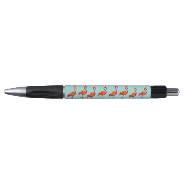 Pink Flamingos and Reed Plants on Light Blue (Front)