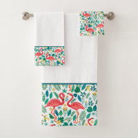 Pink Flamingos and Tropical Flowers Pattern