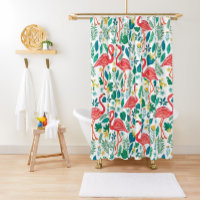 Pink Flamingos and Tropical Flowers Pattern