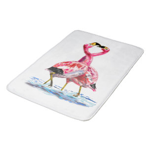 Pink Flamingos Bath Mat Couple