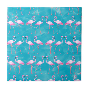 Pink Flamingos Beach Summer Tile