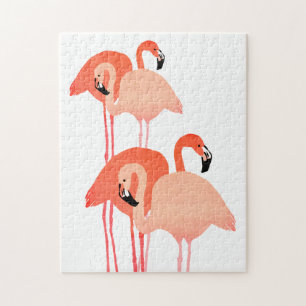 Pink Flamingos Beach Wedding Jigsaw Puzzle