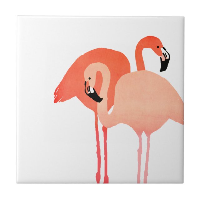 Pink Flamingos Beach Wedding Tile (Front)