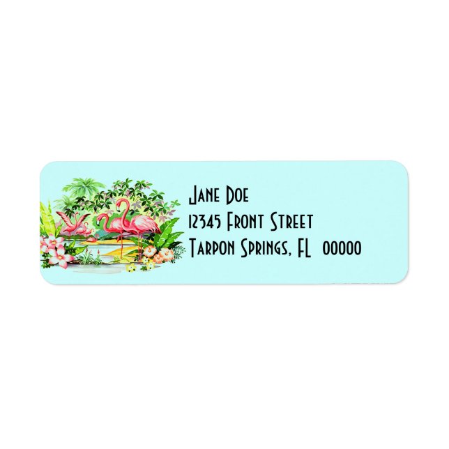 Pink Flamingos Birds Vintage Style Address Labels (Front)