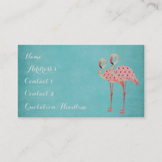 Pink Flamingos Blue Business Card