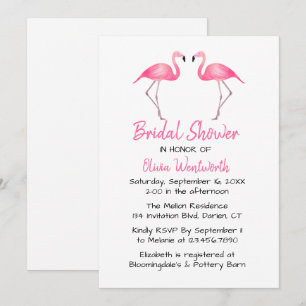 Pink Flamingos Bridal Shower Tropical Summer Luau Invitation