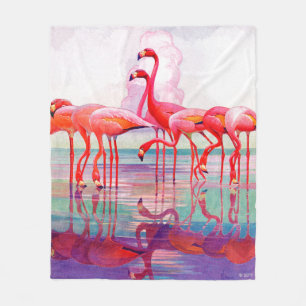 Pink Flamingos by Francis Lee Jaques Fleece Blanket