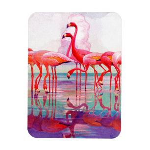 Pink Flamingos by Francis Lee Jaques Magnet