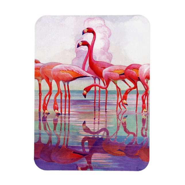 Pink Flamingos by Francis Lee Jaques Magnet (Vertical)
