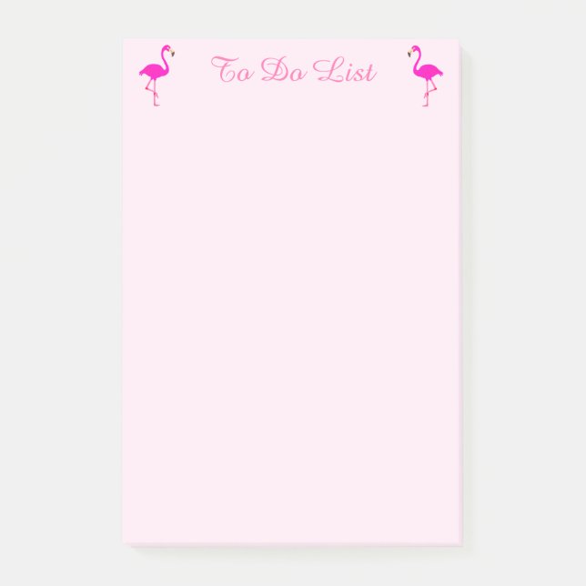 Pink flamingos & calligraphy on light rose gold post-it notes (Front)