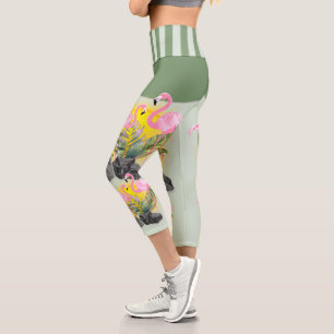 Pink Flamingos Capri Leggings