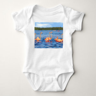 Pink flamingos: Celestun Park, Mexico. Baby Bodysuit