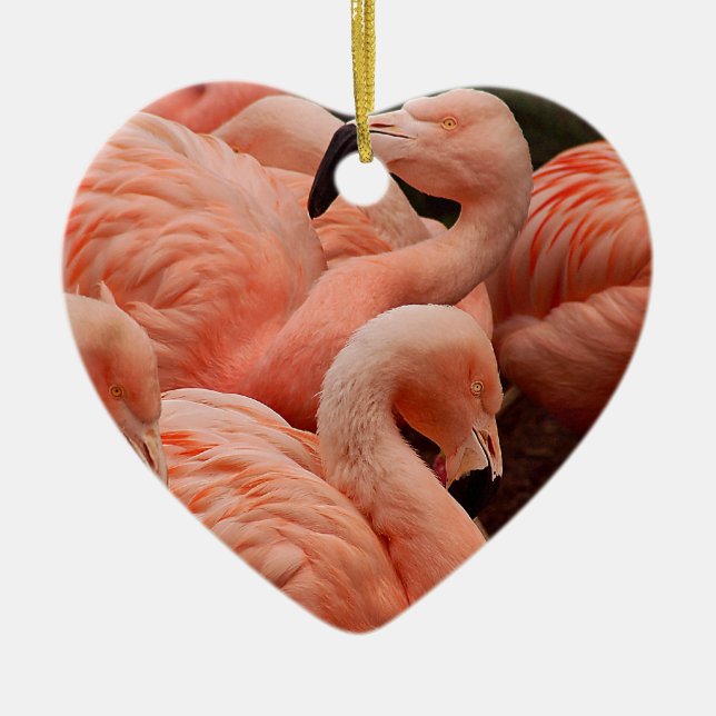 Pink flamingos ceramic tree decoration (Front)