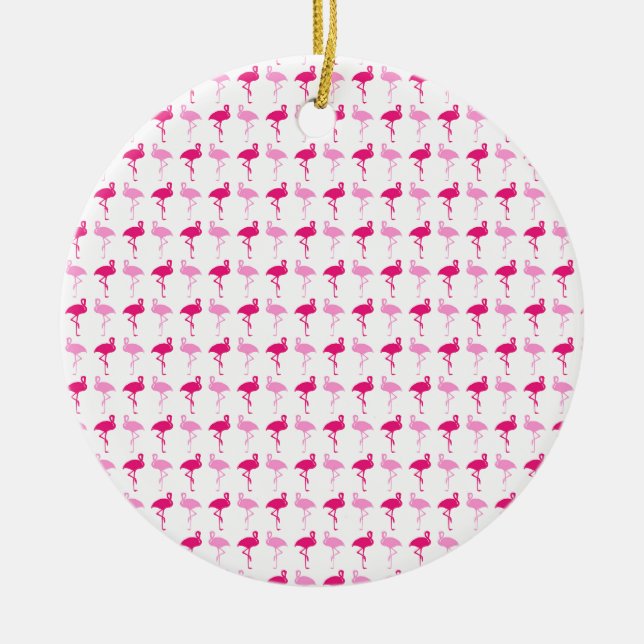 Pink Flamingos Ceramic Tree Decoration (Front)