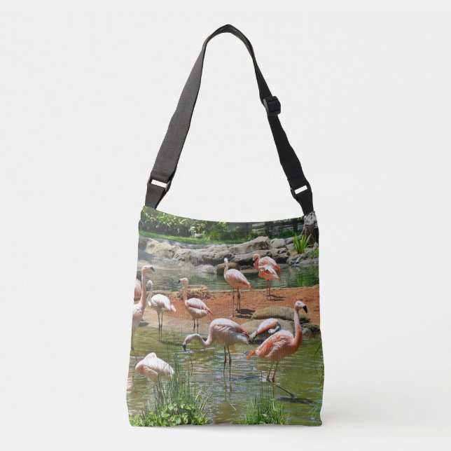 Pink Flamingos Crossbody Bag (Front)