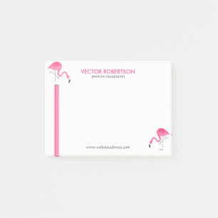 Pink Flamingos & Decorative Stripes Post-it Notes