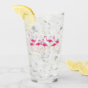 Pink Flamingos Drinking Glass