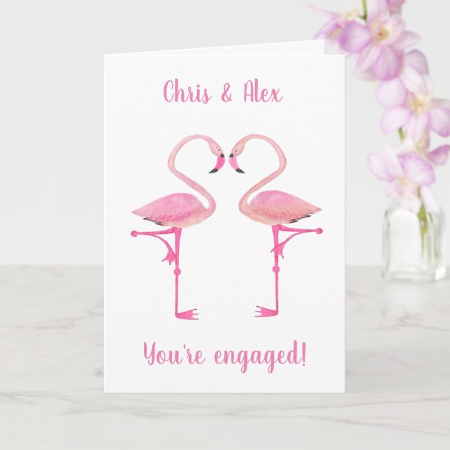 Pink flamingos engagement card (Orchid)
