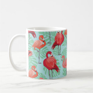 Pink Flamingos: Exotic Seamless Pattern. Coffee Mug
