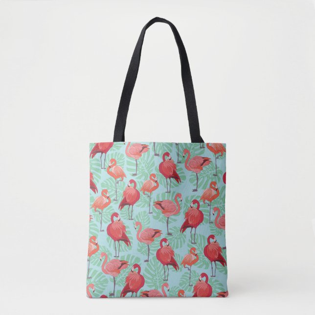 Pink Flamingos: Exotic Seamless Pattern. Tote Bag (Front)