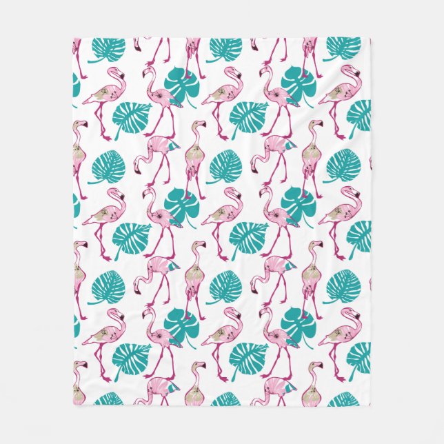 Pink Flamingos Fleece Blanket (Front)