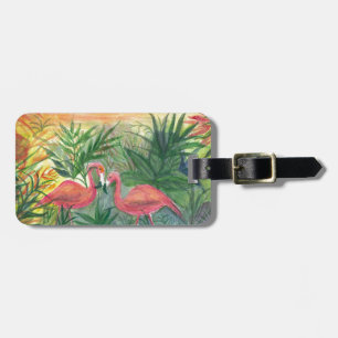 Pink Flamingos Florida Art Luggage Tag