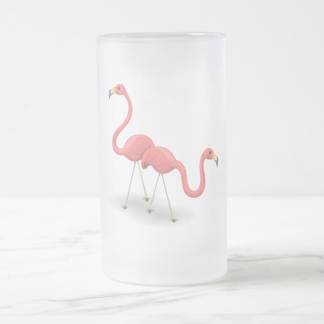 Pink Flamingos Frosted Glass Beer Mug (Center)