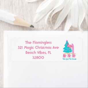 Pink Flamingos Funny Tropical Beach Christmas