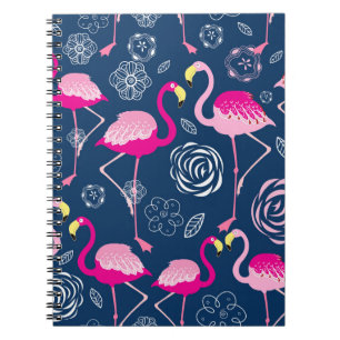 Pink Flamingos: Graphic Dark Pattern Notebook