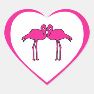 Pink Flamingos Heart Stickers