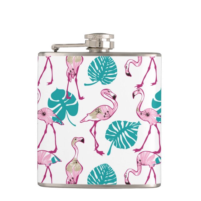 Pink Flamingos Hip Flask (Front)