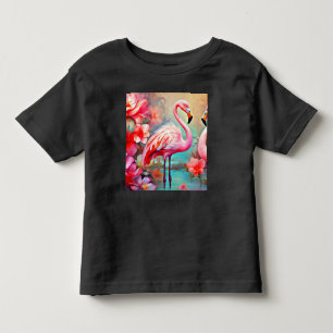 Pink Flamingos in A Lake with Flowers-20231 Toddler T-Shirt