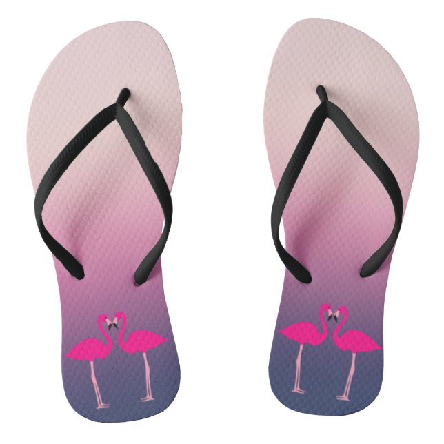 Pink Flamingos In Love Jandals (Footbed)