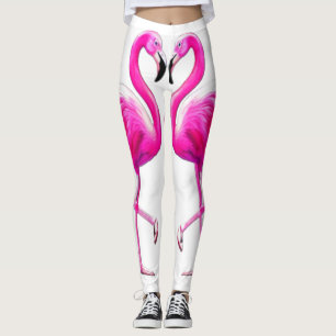 Pink Flamingos In Love Leggings