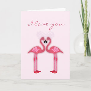 pink flamingos in love papershop card