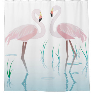 Pink Flamingos in Pond Shower Curtain