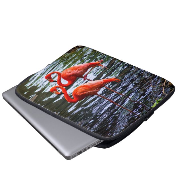 Pink Flamingos in Water Laptop Sleeve (Front Bottom)